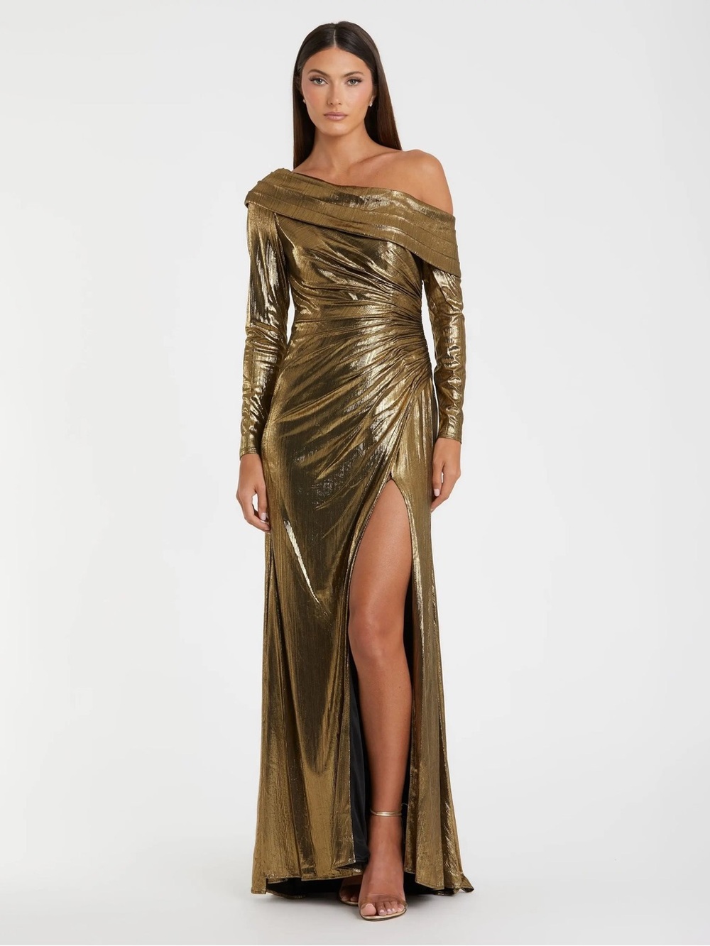 Mac Duggal Asymmetrical Gold Gown size 2